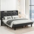 Winston Porter Full Bed Frame Velvet Platform Bed w/ Storage Headboard Wingback Bed Frame Tufted Bed w/ Wood Slats Support Upholstered/Metal | Wayfair