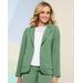 Draper's & Damon's Women's Look-Of-Linen Long Sleeve Blazer - Green - PL - Petite