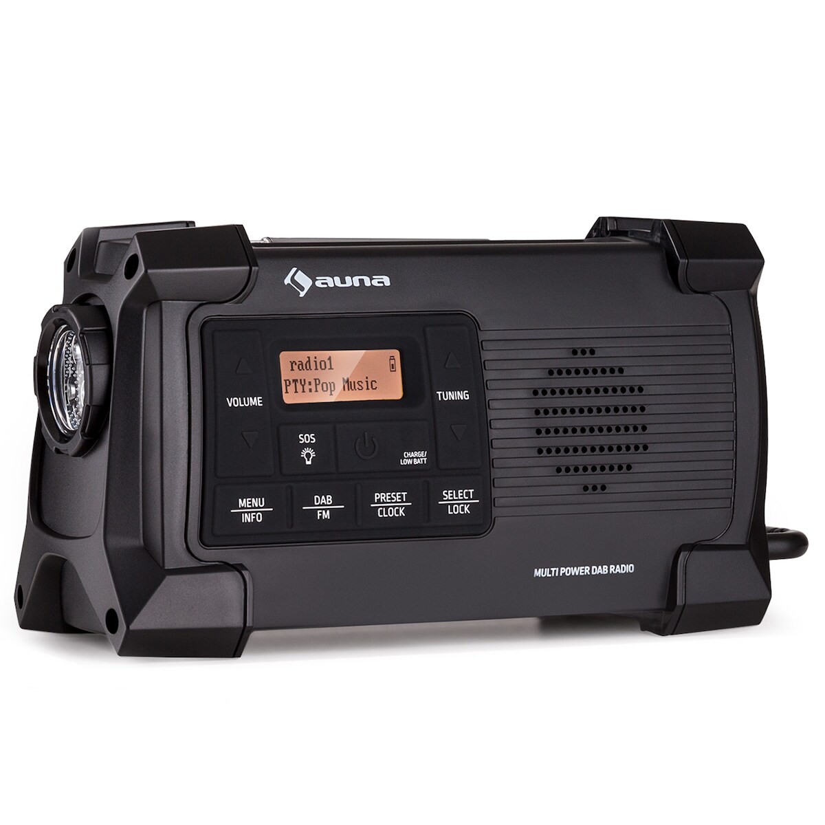 auna Patagonia DAB+ Outdoor-Radio DAB / DAB+ / FM Kurbelaufladung USB SOS-Alarm wasserdicht Schwarz Image