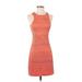 Bar III Casual Dress - Mini High Neck Sleeveless: Orange Solid Dresses - Women's Size Small