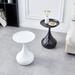 Metal Side Table Sofa Side Table Round Nightstand with Tray Top, White