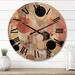 Designart "Afternoon Dreams Boho Chic Vintage Pink Gold III" Modern Geometric Oversized Wood Wall Clock