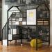 Stylish Metal Loft Bed with Roof Design and A Storage Box, Twin, Black