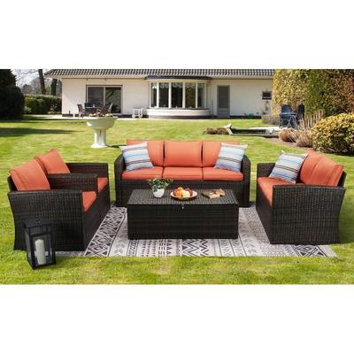 5-piece Wicker Patio Conversation Furniture Set