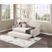 Beige Trundle Bed, Full Size Upholstered Daybed Frame w/ Tufted Button