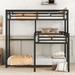 Modern and Industrial L-shaped Metal Triple Twin Size Bunk Bed with Sturdy Frame and Multifunctional Design, Space-saving, Black