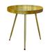 Enid 19 Inch Side End Table, Iron Brass Plating, Tray Top, Modern Sleek Angled Legs