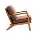 Wooden Frame Armchair Modern Accent Chair Padded Seat Lounge Chairs Club Chairs with Cushion Back and Wooden Arms