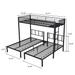 Modern Triple Twin Bunk Bed, Black, Sturdy Metal and Safety Guardrail