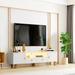 Modern TV Stand with LED Remote Control Lights, TV Cabinet with Drawers & Open Shelves, Media Entertainment Center 63''