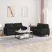 vidaXL 3 Piece Sofa Set with Cushions Black Faux Leather