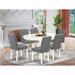 East West Furniture Kitchen Set Contains an Oval Dining Table and Chairs, Linen White (Pieces Options)