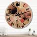 Designart "Afternoon Dreams Boho Chic Vintage Pink Gold II" Modern Geometric Oversized Wood Wall Clock