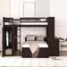 Versatile L-Shaped Bunk Bed w/ Desk, Shelves & Wardrobe, Full Loftbed w/ Twin Stand-Alone Platform Bedframe for Kids, Espresso