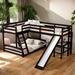 Twin over Full Multipurpose Bed with Full-Length Guardrail, Bunk Bed with Slide, Loft Bed with Desk, Espresso