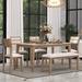 Modern Dining Room 6-Piece Wooden Dining Sets with Rectangular Dining Table and Upholstered Dining Chairs & Bench Seating