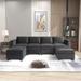 6-pieces U-shaped Modular Sectional Sofa, Velvet Upholstered Reclined Reclined Sofa & Chaise with Hidden Storage Sofa