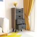 4 Drawer Fabric Dresser Storage Tower, 4-Tier Wide Drawer Dresser, with Handrail and Removable Drawers for Bedroom