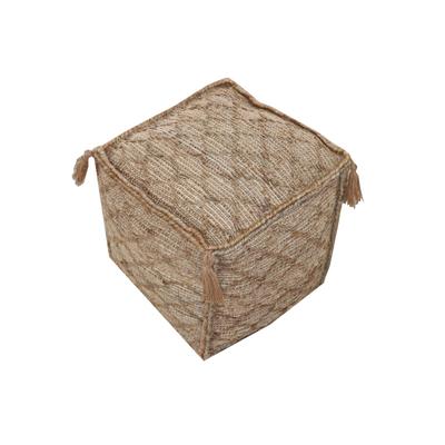 Circe Upholstered Jute and Cotton Pouf