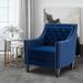 Modern Accent Chair Armchair Blue Tufted Armchair with Vintage Brass Studs Upholstered Chair for Living Room