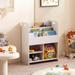 2-in-1 Bookcase with Shelves and 3 Different Size Cubes, White