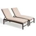 Outdoor Patio Cushioned Lounge Chair Aluminum Adjustable Sun Lounger with Thick Cushion