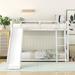 Kids Furniture Metal Twin over Twin Kids Bed with Ladder and Slide, White