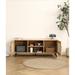 Rattan 51.2" TV Stand Media Storage Cabinet with 2 Cabinets & Open Shelves, Wood TV Console Table for Living Room Bedroom