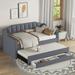 79"W Modern Linen Upholstered Daybed with Trundle and 3 Drawers, Twin Size