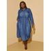 Plus Size Denim A Line Maxi Shirtdress