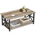 Coffee Table for Living Room with Round Corners Farmhouse Style Center Table with Storage Shelf 39 In Space Saving Easy Assembly