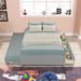 Full Size Platform Bed with Trundle and 2 Drawers, Wood Full Kids Beds with Twin Size Trundle, No Box Spring Needed