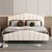 Queen Size Velvet Upholstered Platform Bed with Headboard and Footboard, Elegant Design Bed with Metal Legs and Wood Slats