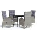 vidaXL Patio Dining Set with Cushions Gray and Black Garden Chair 3/5/7 Piece