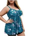 SEAOPEN Tankini Sets for Women Plus Swimsuits 2 Piece Athletic Bathing Suits Flowy Tunics Tank Top with Mid-Waist Bikini Bottoms St.Patrick s Day Deals Sky Blue XXXL