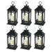MYXIO Black Plastic Decorative Lantern LED Pillar Candle with 5 Hour Timer Roof and Hanging Ring - 13 H - Pack of 6