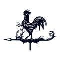 Pompotops Weathervane with Satin Black Rooster Ornament Metal Weathervane Crafts Ornament Outdoor Roof European Decoration Furniture Garden Supplies