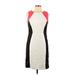 RN Studio By Ronni Nicole Casual Dress - Sheath High Neck Sleeveless: Ivory Color Block Dresses - Women's Size 8