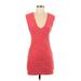 Millau Cocktail Dress - Bodycon V Neck Sleeveless: Red Solid Dresses - Women's Size Small