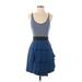 Elle Casual Dress - Fit & Flare: Blue Stripes Dresses - Women's Size X-Small