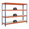 PROREGAL Weitspannregal mit Stahlpaneelen Z1 | HxBxT 243,8x153,6x47cm | 4 Ebenen | Fachlast 776kg | Blau/Orange/Verzinkt