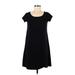 Eileen Fisher Casual Dress - A-Line Scoop Neck Short sleeves: Black Print Dresses - Women's Size Medium Petite