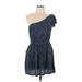 I Love H81 Casual Dress - A-Line Open Neckline Short sleeves: Blue Dresses - Women's Size Large