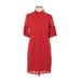 Banana Republic Casual Dress - Shirtdress Collared Short sleeves: Red Solid Dresses - Women's Size X-Small Petite