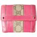 Gucci Bags | Gucci Monogram Gg Bi-Fold Leather Wallet In Hot Pink | Color: Pink/Tan | Size: 4.25"W X 3.75"H X 1"D (Closed)