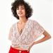 Zara Tops | Light Pink Blush Floral Lace Crop Top With Tiny Red Polka Dots And Twist Front | Color: Pink/Red | Size: S