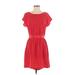 MNG by Mango Casual Dress - Mini Scoop Neck Short sleeves: Red Print Dresses - Women's Size Small