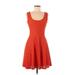 London Times Casual Dress - A-Line: Orange Jacquard Dresses - Women's Size 4