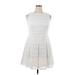 Lauren by Ralph Lauren Casual Dress - A-Line Crew Neck Sleeveless: White Print Dresses - Women's Size 14 Petite