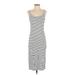 Divided by H&M Casual Dress - Midi Scoop Neck Sleeveless: Gray Stripes Dresses - Women's Size Small